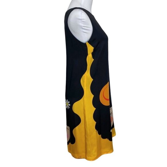 GIULIA ROSITANI 100% SILK WOMEN'S GRAPHIC FACE SLEEVELESS SHIFT DRESS - M - Picture 2 of 10